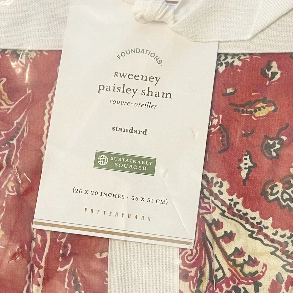 Pottery Barn Sweeney Paisley‎ quilted standard sham multi New pillow red
